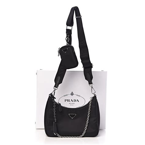 black prada nylon|Prada nylon shoulder bag black.